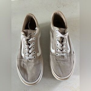 Vans Beige Canvas Old Skool Sneakers with White Stripe